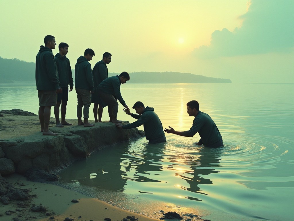 Những người hùng công viên giải trí cứu sống mẹ con gái khỏi hố cát lún