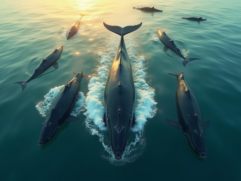 Cảnh tượng hiếm có: Cả đàn cá voi tinh ranh cùng nhau giúp đỡ khi sinh con