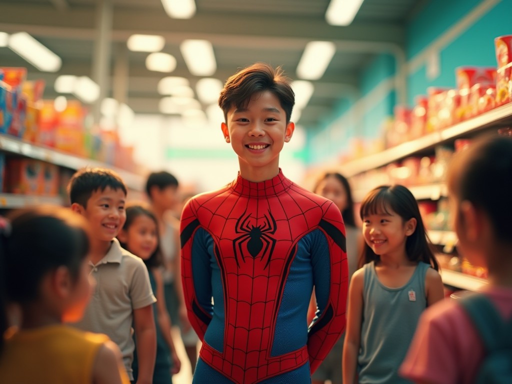 Chàng trai 19 tuổi kiếm trong 1 giờ hóa trang Spider-Man bằng cả ngày làm siêu thị