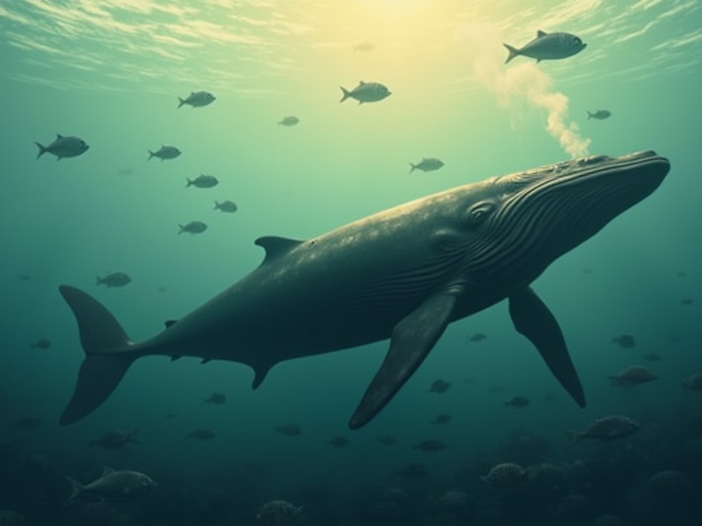 Khoảnh khắc kỳ diệu: Cá voi khổng lồ bất ngờ xuất hiện giữa đàn cá nhỏ