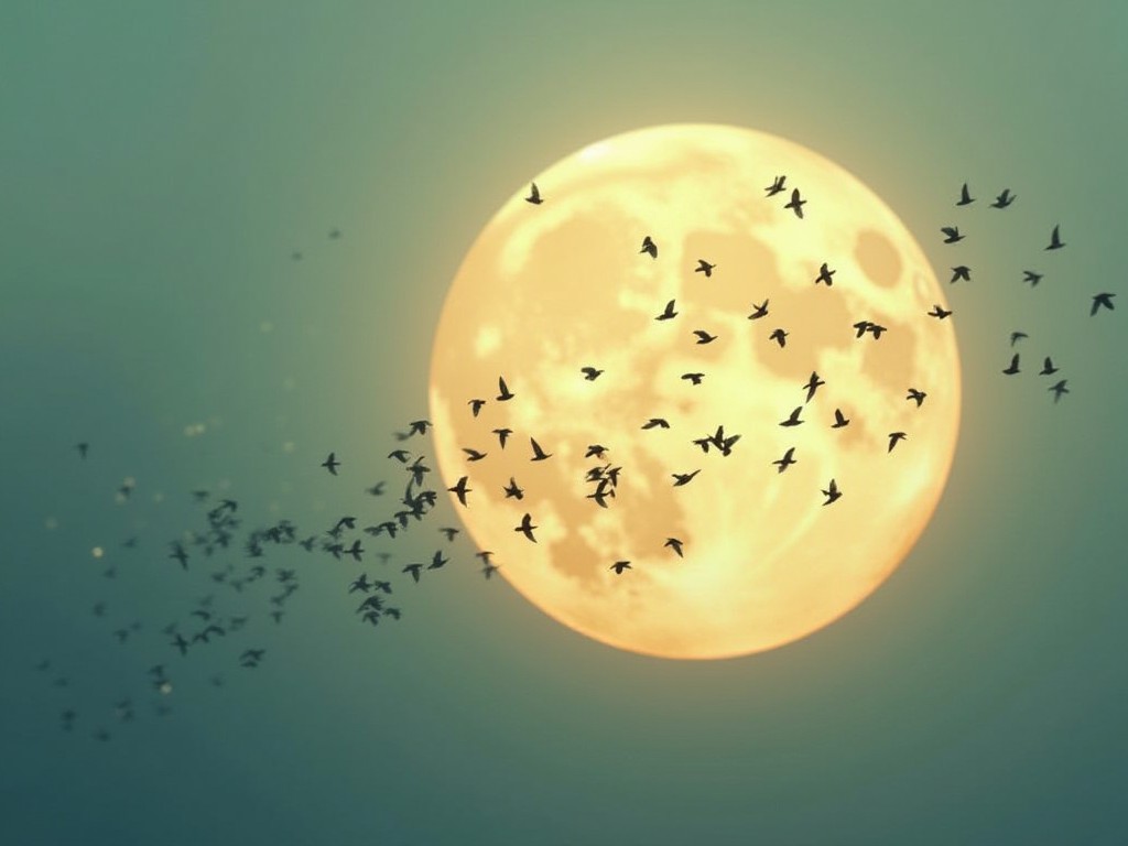 Hàng nghìn chim sáo nhảy múa dưới ánh trăng đầu mùa xuân