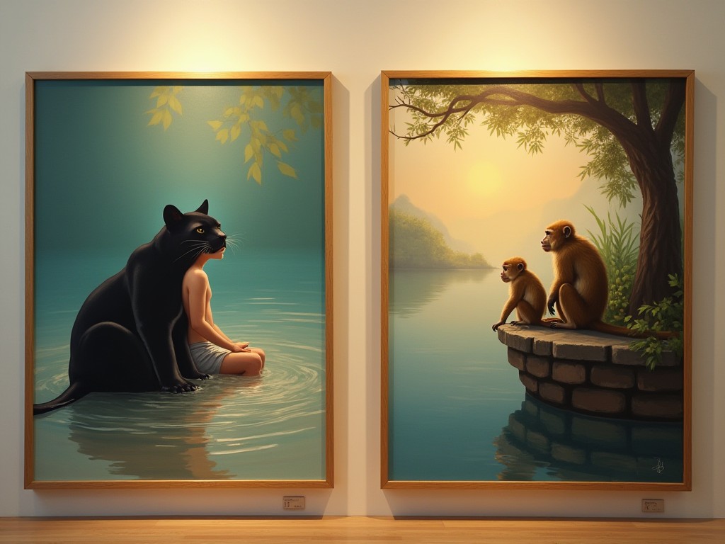 Hai bức tranh minh họa 'Sách Rừng' đã mất tích 100 năm bỗng lộ diện trong nhà một gia đình Luân Đôn